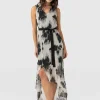 Clearance Saint and Sofia Lexi High Low Dress - White Fade Floral