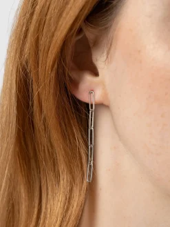 Online Saint and Sofia Link Chain Drop Earrings - Silver