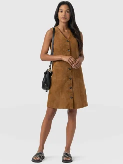 Discount Saint and Sofia Luther Suede Mini Dress - Camel
