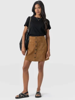 Discount Saint and Sofia Luther Suede Mini Skirt - Camel