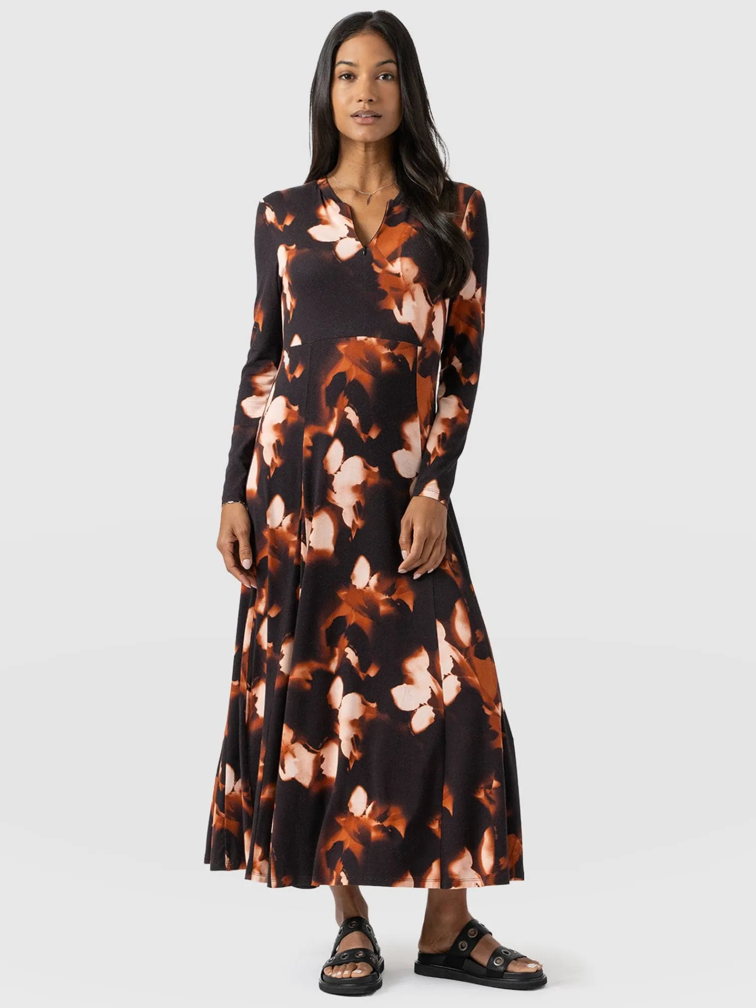 Fashion Saint and Sofia Macie Zip Up Dress - Orange Aurora