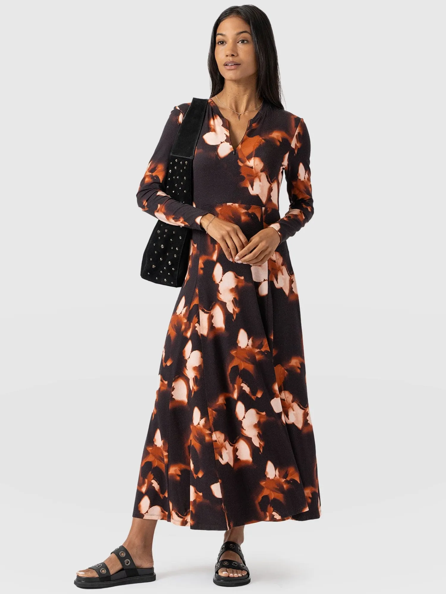 Fashion Saint and Sofia Macie Zip Up Dress - Orange Aurora