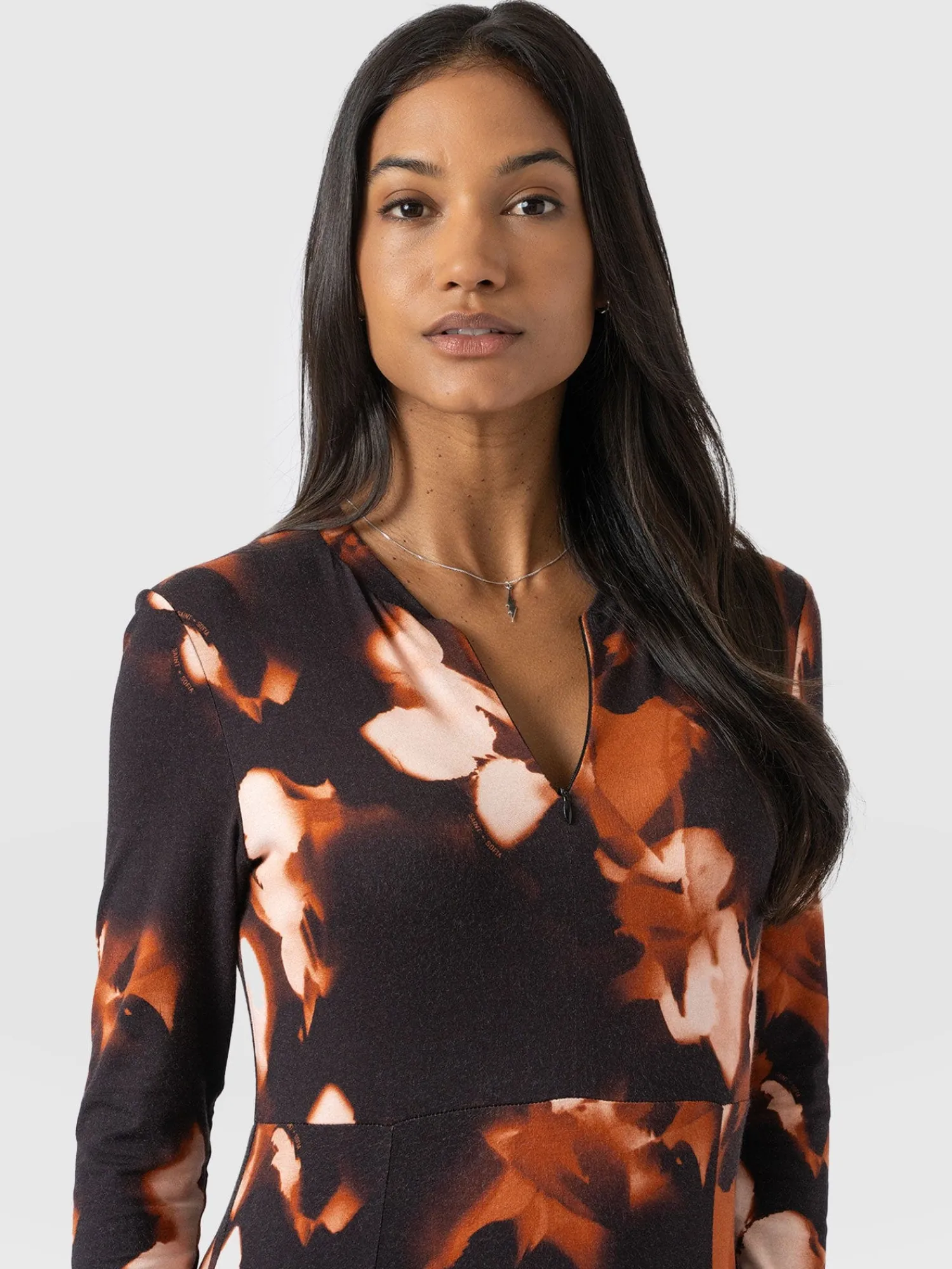 Fashion Saint and Sofia Macie Zip Up Dress - Orange Aurora