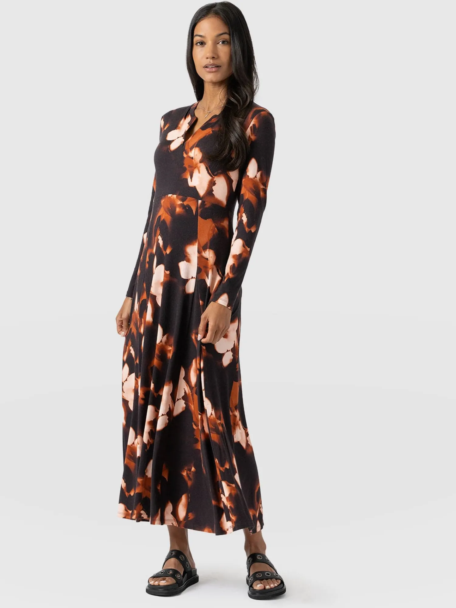 Fashion Saint and Sofia Macie Zip Up Dress - Orange Aurora