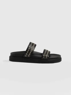 Outlet Saint and Sofia Maddox Eyelet Slides - Black