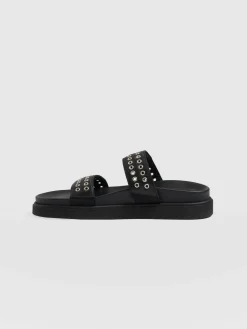 Outlet Saint and Sofia Maddox Eyelet Slides - Black