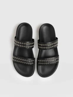 Outlet Saint and Sofia Maddox Eyelet Slides - Black