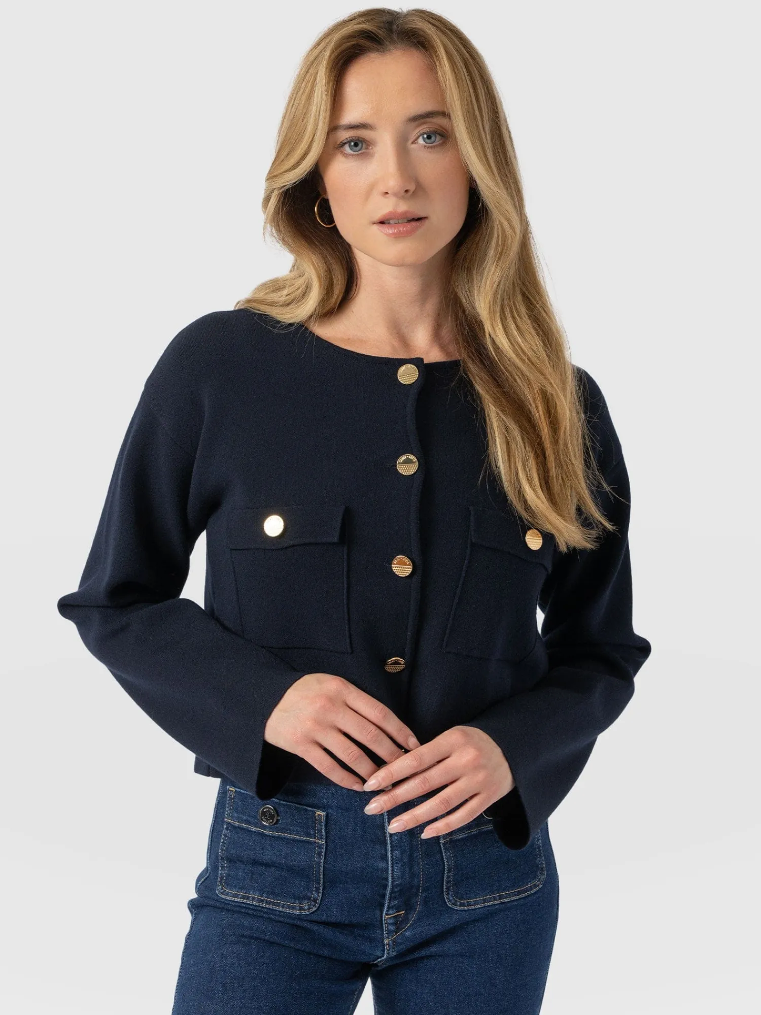 Hot Saint and Sofia Maeva Knit Jacket - Navy