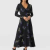 Hot Saint and Sofia Maggie Wrap Midi Dress - Blue Lily Gardens