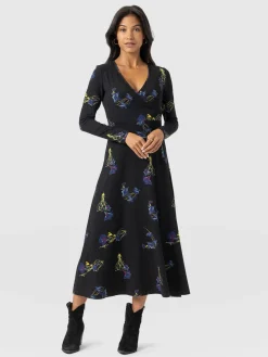 Hot Saint and Sofia Maggie Wrap Midi Dress - Blue Lily Gardens