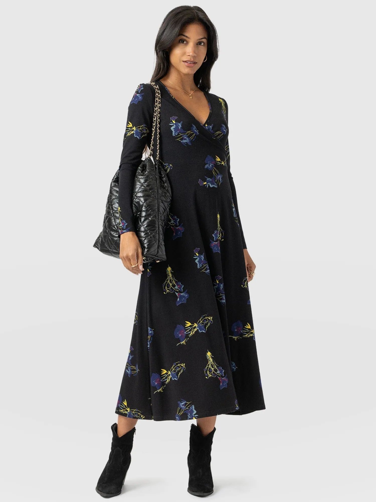 Hot Saint and Sofia Maggie Wrap Midi Dress - Blue Lily Gardens