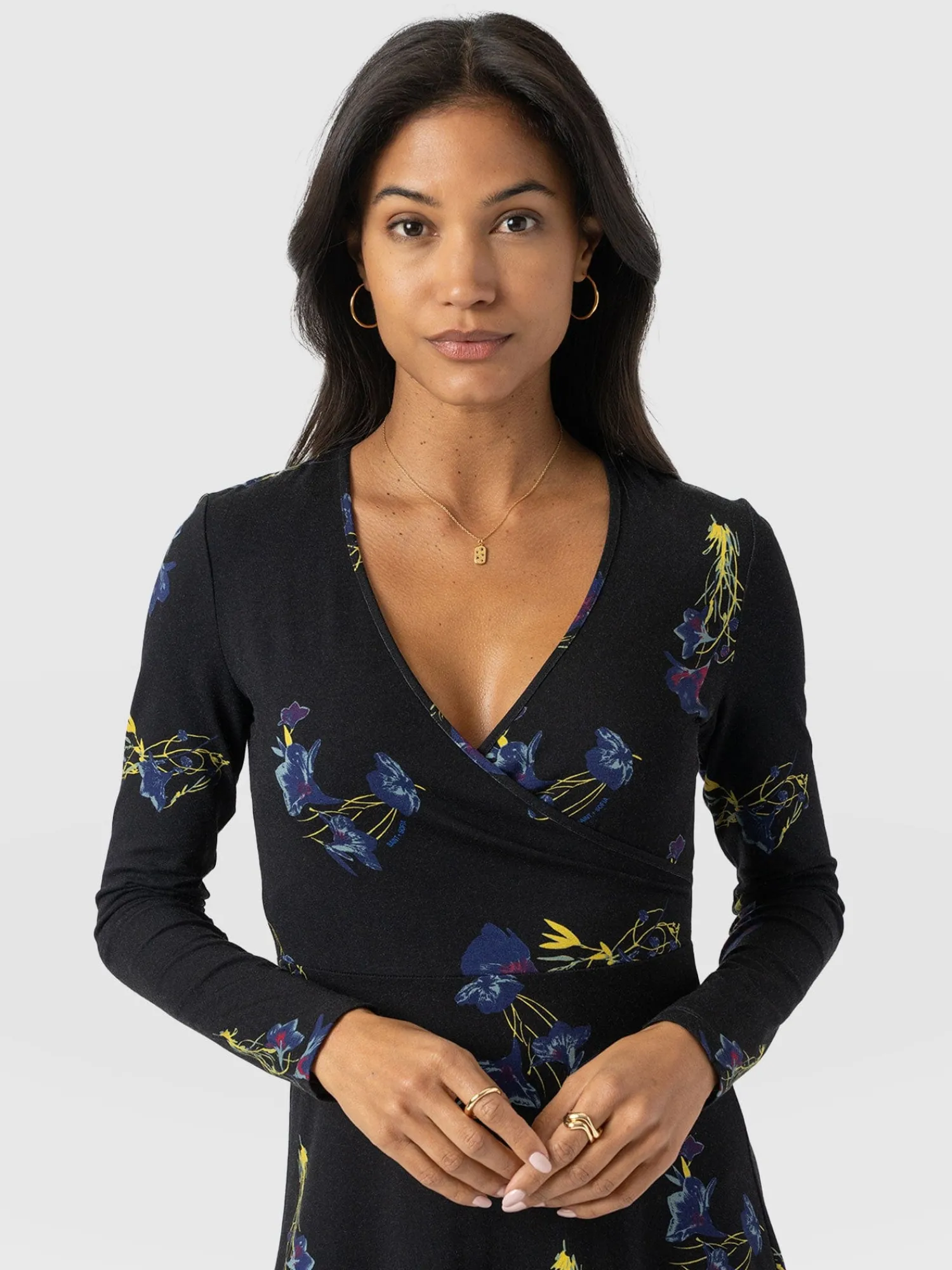 Hot Saint and Sofia Maggie Wrap Midi Dress - Blue Lily Gardens