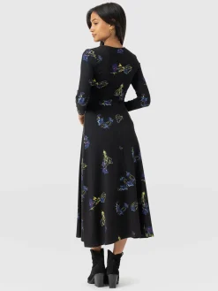 Hot Saint and Sofia Maggie Wrap Midi Dress - Blue Lily Gardens