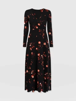 Best Saint and Sofia Maggie Wrap Midi Dress - Dark Roses