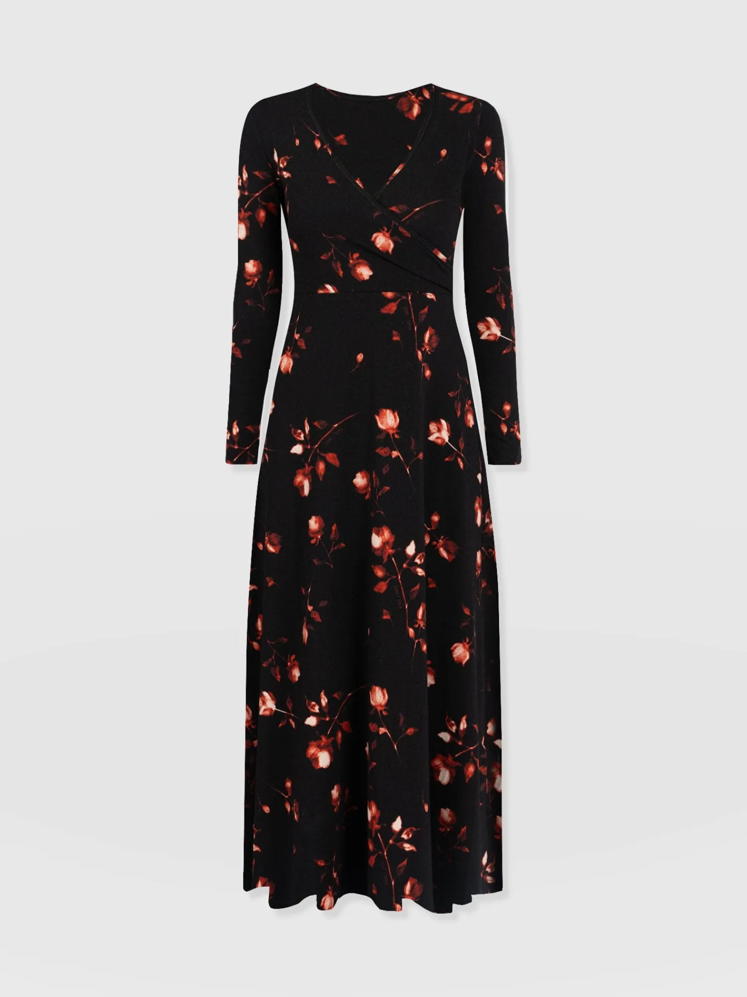 Best Saint and Sofia Maggie Wrap Midi Dress - Dark Roses