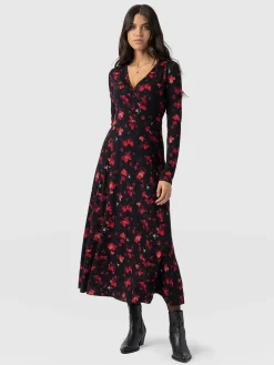 Hot Saint and Sofia Maggie Wrap Midi Dress - Pink Aurora