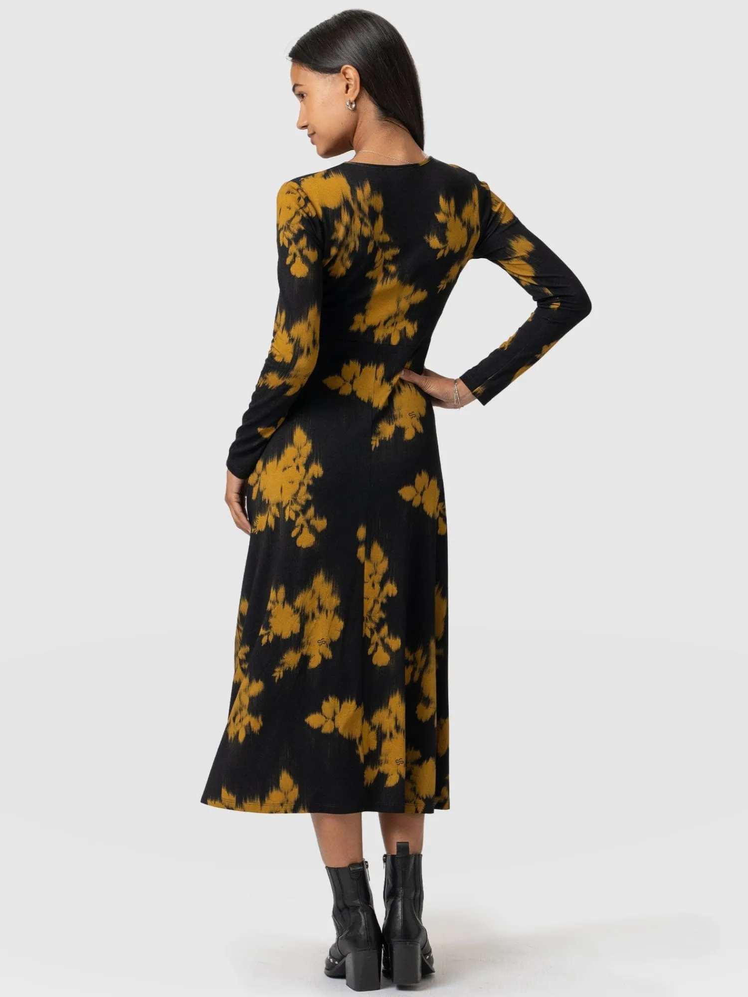 Sale Saint and Sofia Maggie Wrap Midi Dress - Yellow Fade Floral
