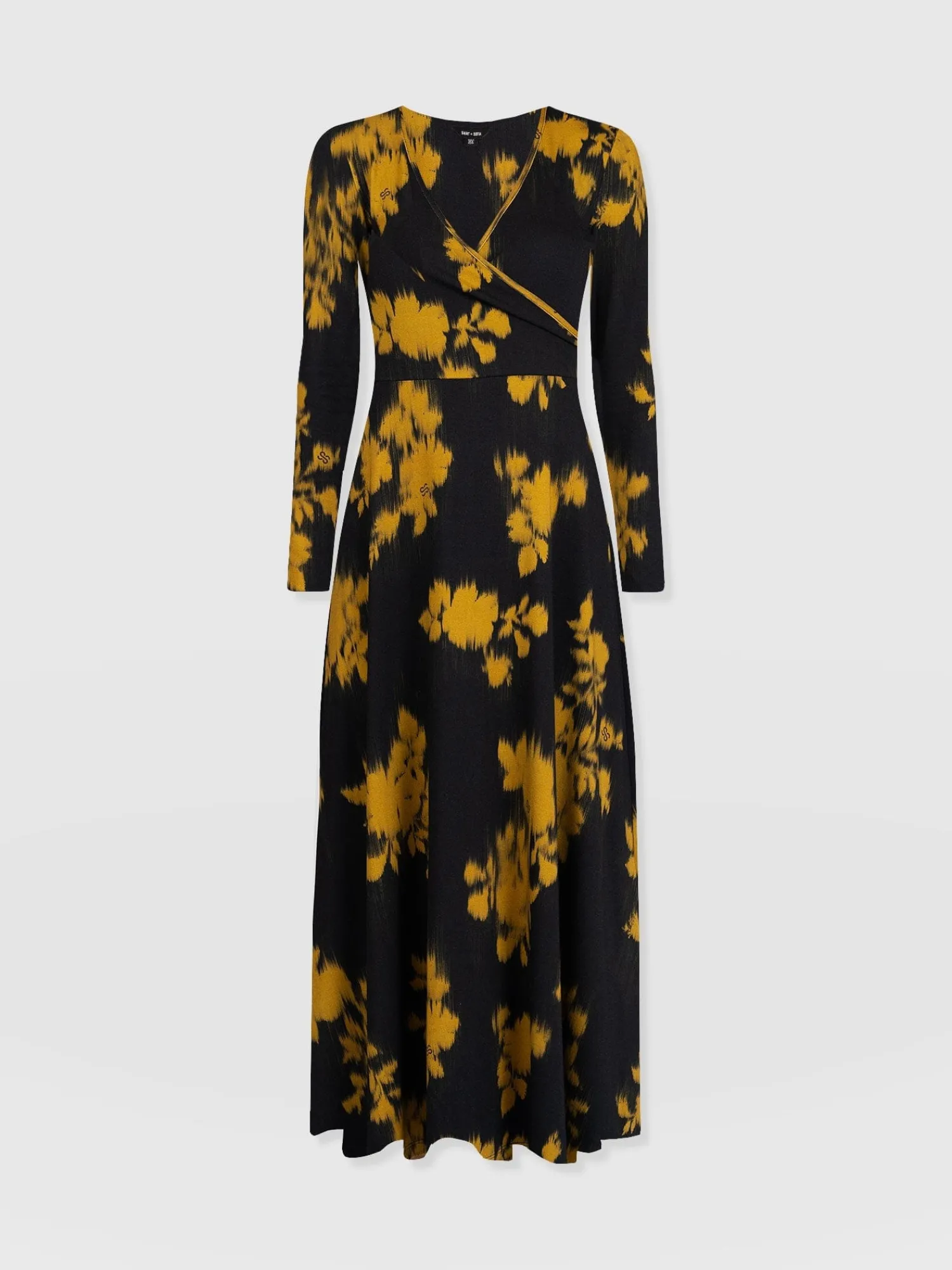 Sale Saint and Sofia Maggie Wrap Midi Dress - Yellow Fade Floral