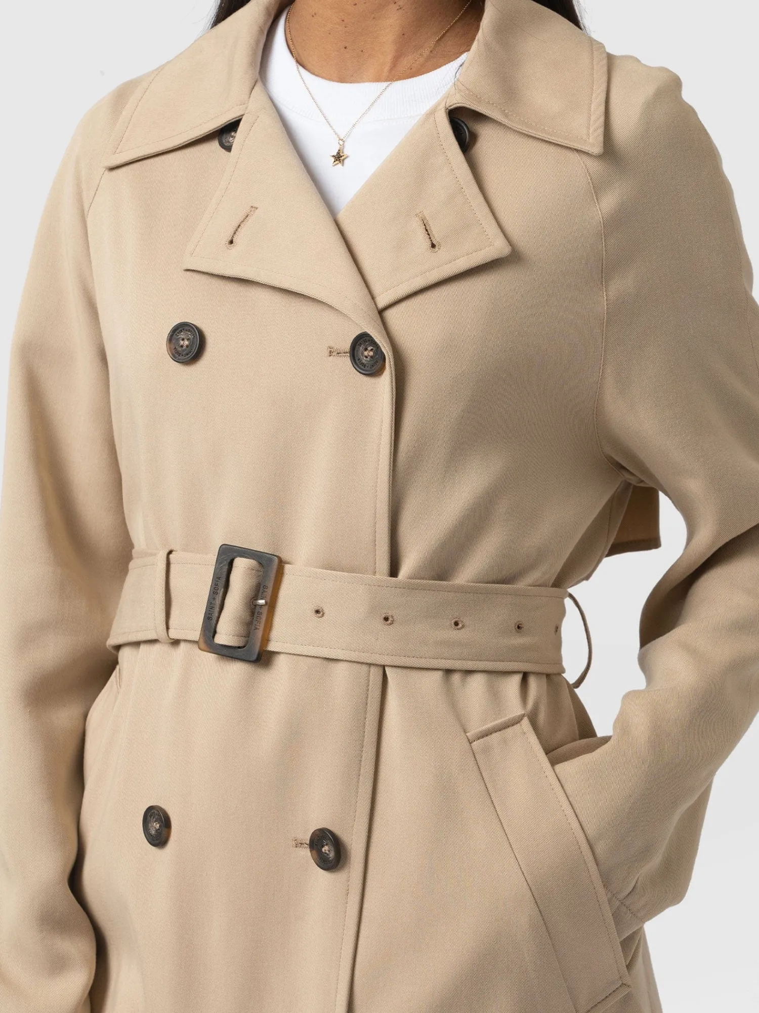 Hot Saint and Sofia Marion Double Breasted Trench - Beige