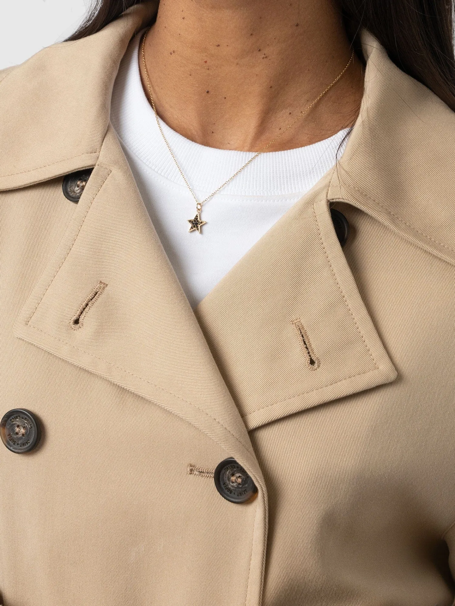 Hot Saint and Sofia Marion Double Breasted Trench - Beige