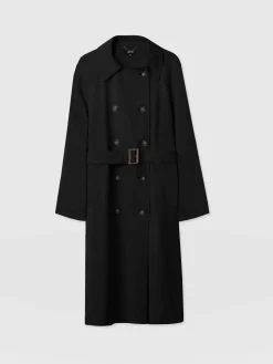Hot Saint and Sofia Marion Double Breasted Trench - Black
