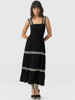 Online Saint and Sofia Maya Shirring Dress - Black