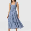 Fashion Saint and Sofia Maya Shirring Dress - Blue Stripe