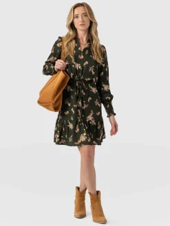 Outlet Saint and Sofia Mini Olivia Zip Up Dress - Khaki Paisley