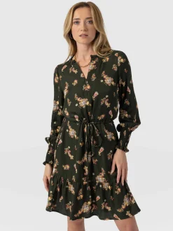 Outlet Saint and Sofia Mini Olivia Zip Up Dress - Khaki Paisley