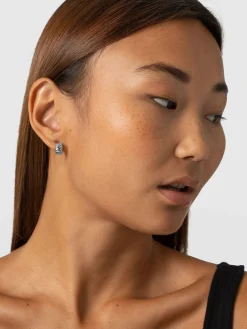 Fashion Saint and Sofia Molten Huggie Earrings - Silver