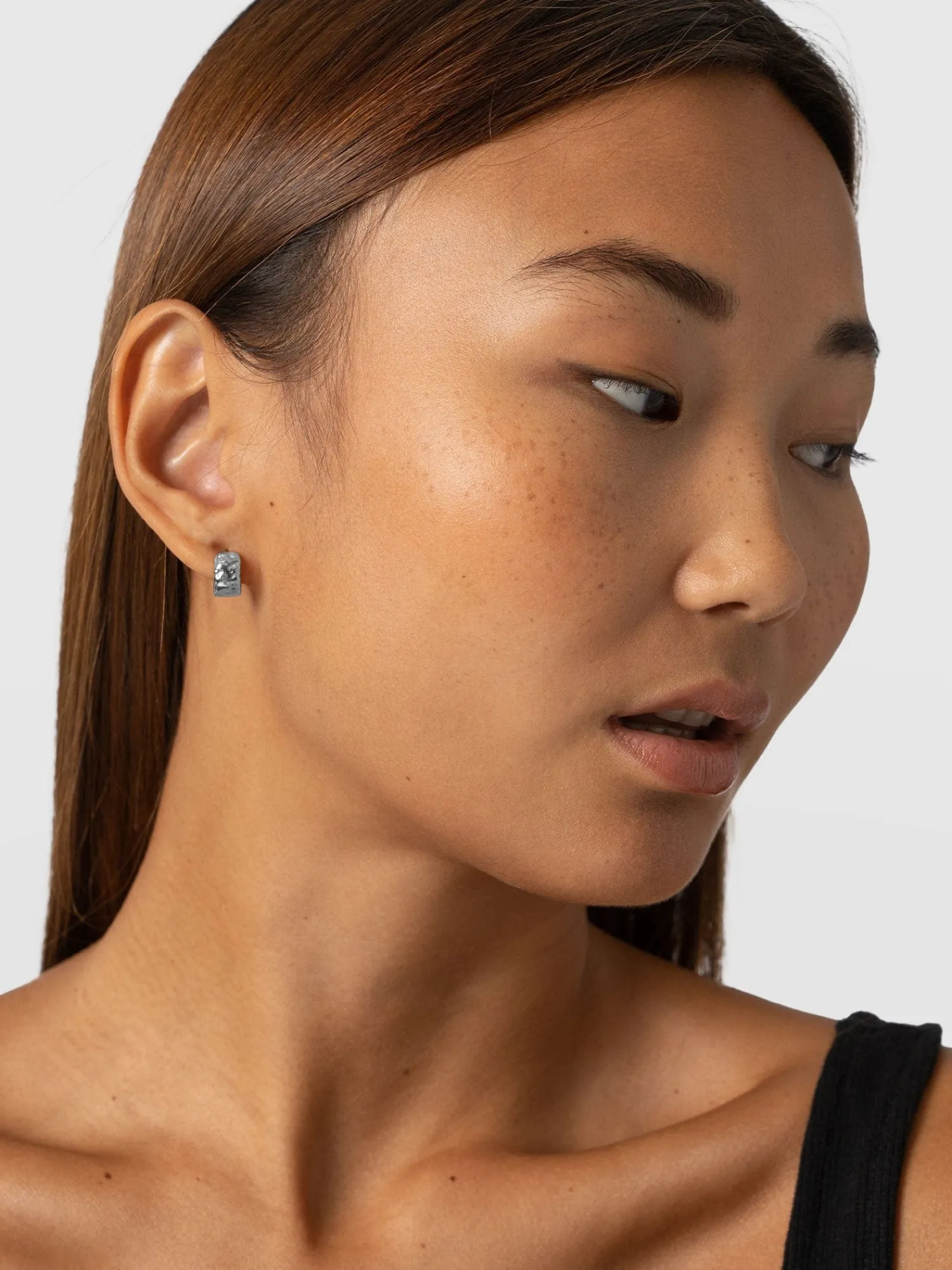 Fashion Saint and Sofia Molten Huggie Earrings - Silver