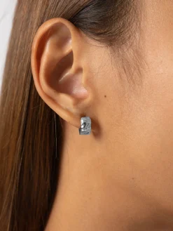 Fashion Saint and Sofia Molten Huggie Earrings - Silver