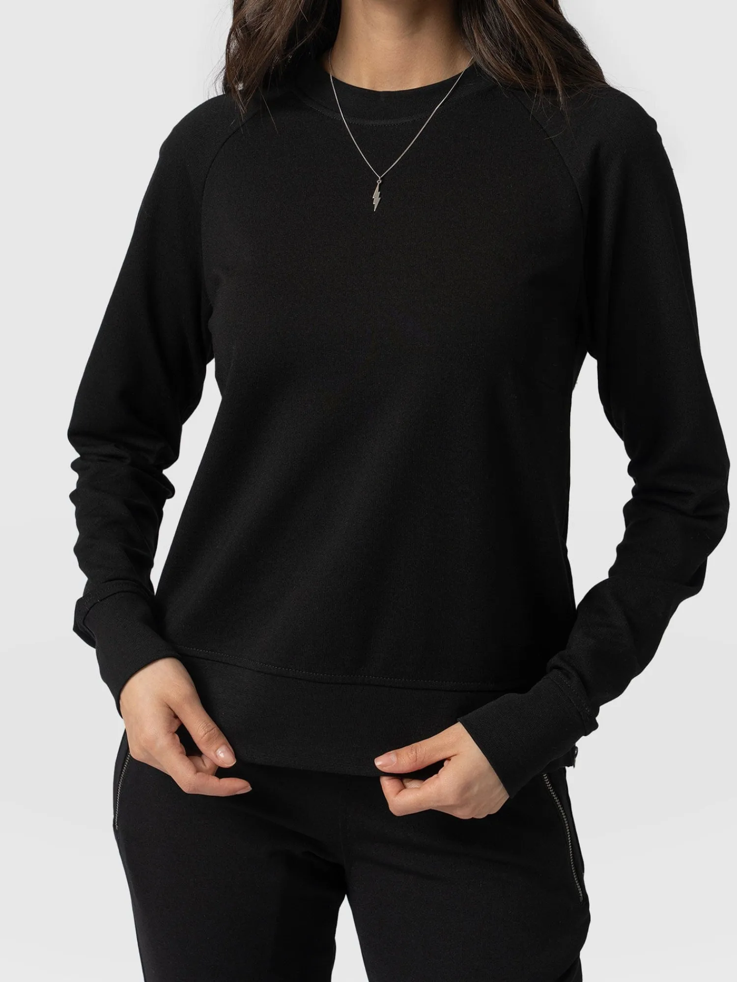 Sale Saint and Sofia Morgan Zip Sweater - Black