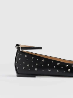 Fashion Saint and Sofia Ophelia Leather Ballerinas - Black Studded