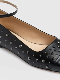Fashion Saint and Sofia Ophelia Leather Ballerinas - Black Studded