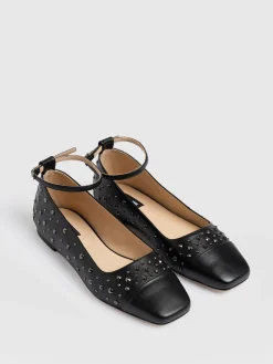 Fashion Saint and Sofia Ophelia Leather Ballerinas - Black Studded