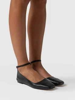 New Saint and Sofia Ophelia Leather Ballerinas - Black