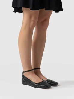 Fashion Saint and Sofia Ophelia Leather Ballerinas - Black Studded