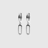 New Saint and Sofia Oval Charm Drop Huggie Earrings - Silver