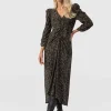 Clearance Saint and Sofia Paloma Ruched Dress - Ditsy Leopard