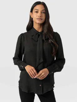 Fashion Saint and Sofia Paxton Pussybow Blouse - Black