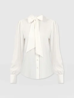 Sale Saint and Sofia Paxton Pussybow Blouse - Cream