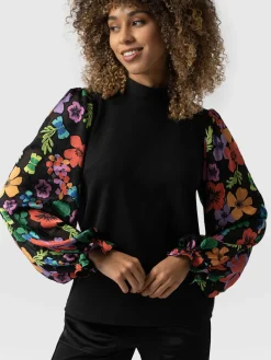 Clearance Saint and Sofia Penny Puff Sleeve Long Sleeve - Pop Floral