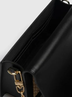 Clearance Saint and Sofia Primrose Wallet on Chain - Beige/Black Raffia