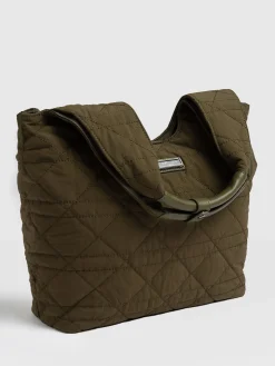 New Saint and Sofia Quilted Stella Shoulder Tote Bag - Khaki