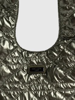 Best Saint and Sofia Quilted Stella Shoulder Tote Bag - Metallic Khaki