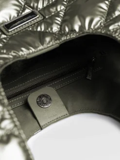 Best Saint and Sofia Quilted Stella Shoulder Tote Bag - Metallic Khaki