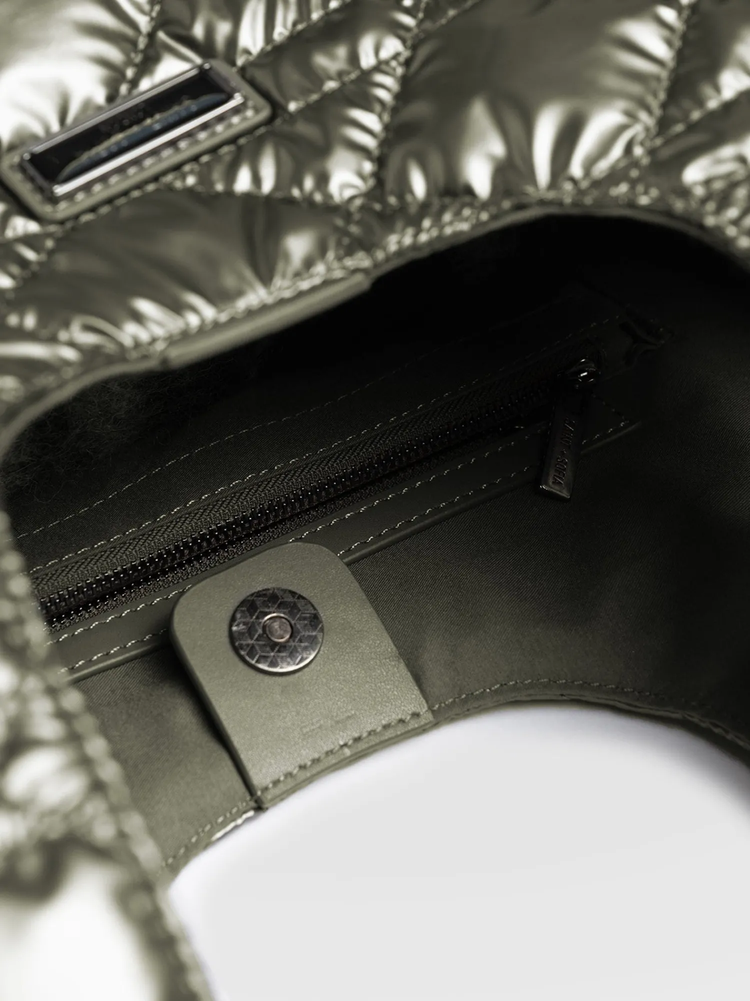 Best Saint and Sofia Quilted Stella Shoulder Tote Bag - Metallic Khaki