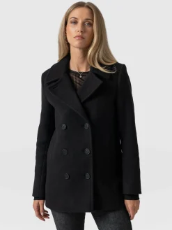 Hot Saint and Sofia Quinn Pea Coat - Black