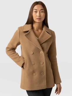 Discount Saint and Sofia Quinn Pea Coat - Camel